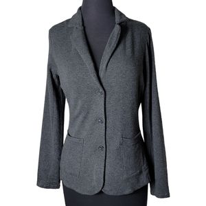 Tahari gray heather soft textured button front blazer size large